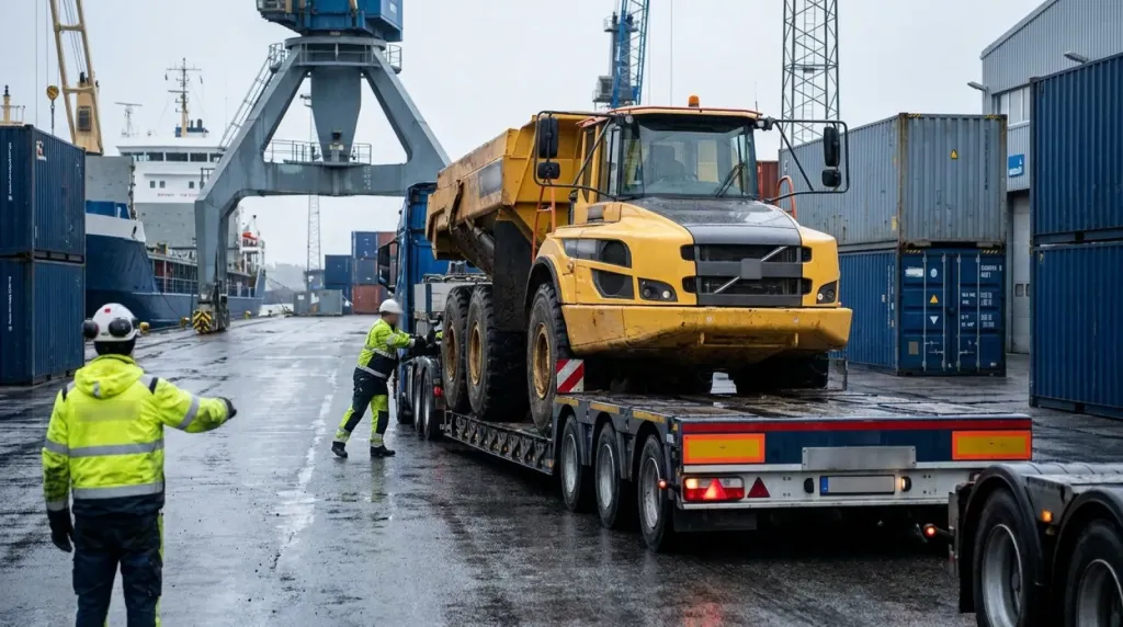 Import i transport dumpera budowlanego z UK
