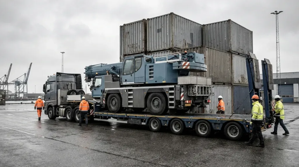 Transport i import dźwigu samojezdnego z UK: procedury celne i logistyka