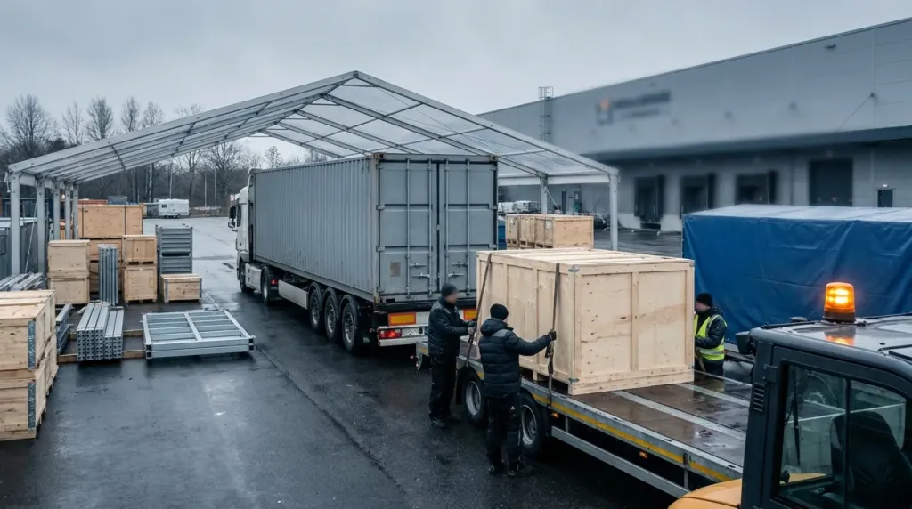 Logistyka targowa: dowóz zabudowy i eksponatów do Lisburn