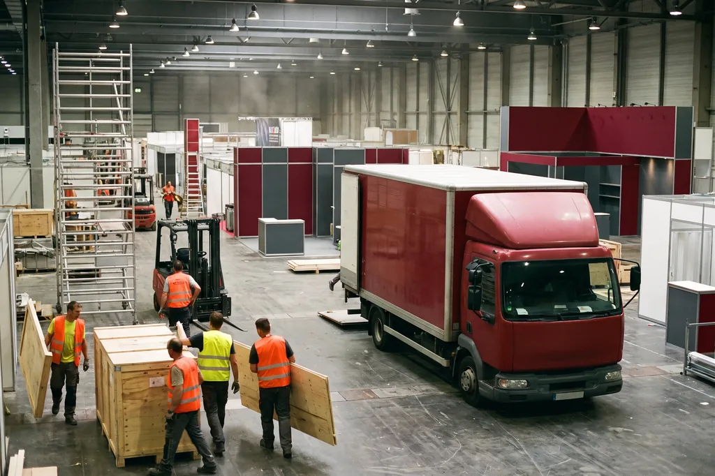 Transport pod ekipy montażowe na targi: dostawa tak, by ekipa nie czekała