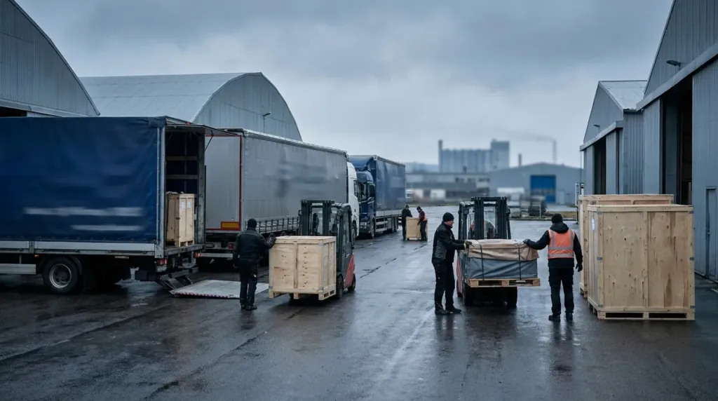 Logistyka targowa Farnborough: dowóz zabudowy i eksponatów