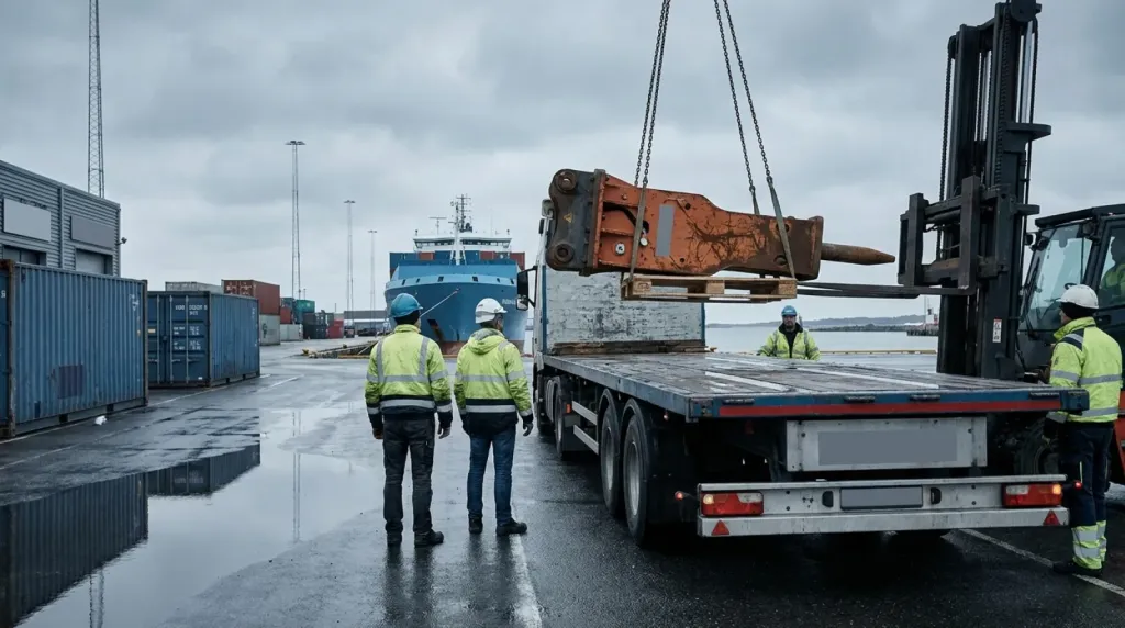 Import młota hydraulicznego i osprzętu z UK: transport i finanse
