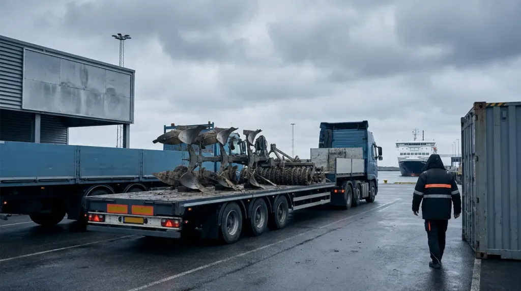 Transport i import z Wielkiej Brytanii: pług i agregat uprawowy