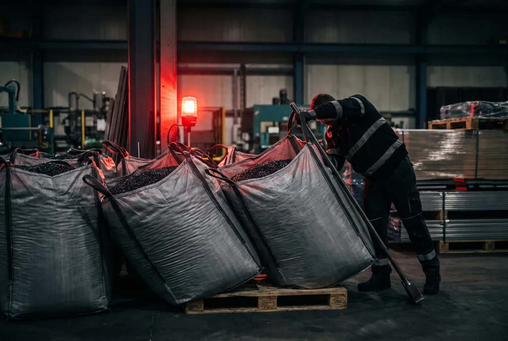 Worki big-bag z granulatem po tonie: prostowanie przechylonego ładunku