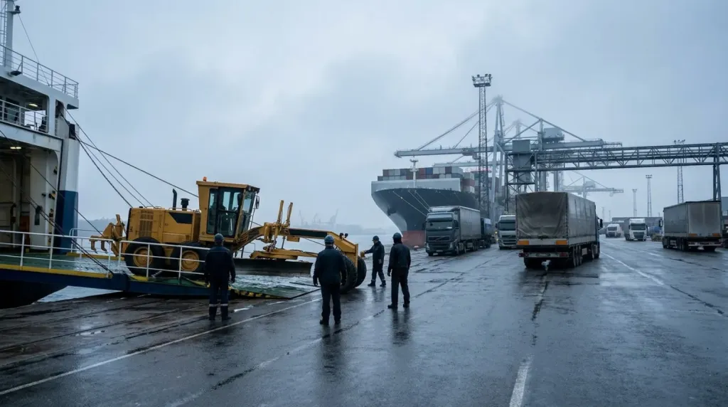 Transport i import z Wielkiej Brytanii: równiarka (motor grader)