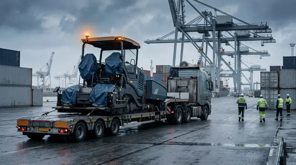 Transport i import z UK: rozściełacz mas bitumicznych