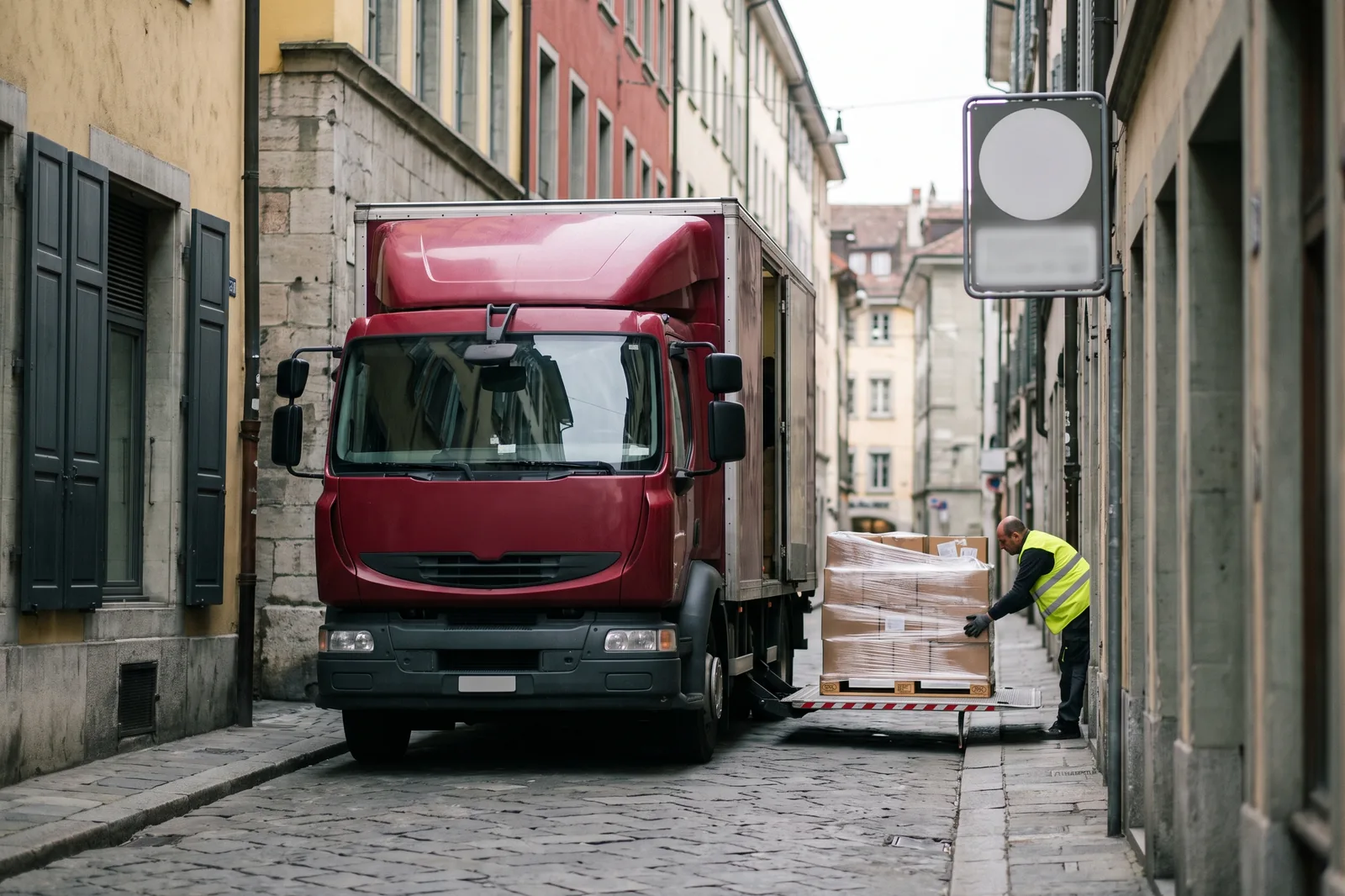 One-tonne bags of plastic granules: realigning a leaning load
