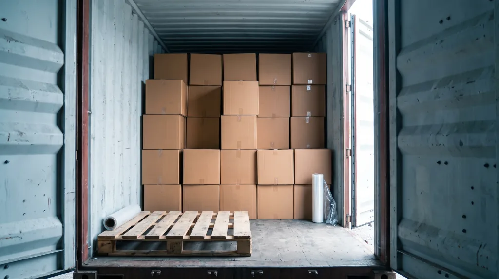 Lose beladener Container: Handentladung und Palettierung in UK