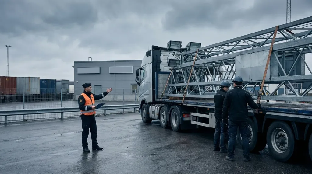 Transport wieży oświetleniowej z UK do Polski: import i cło